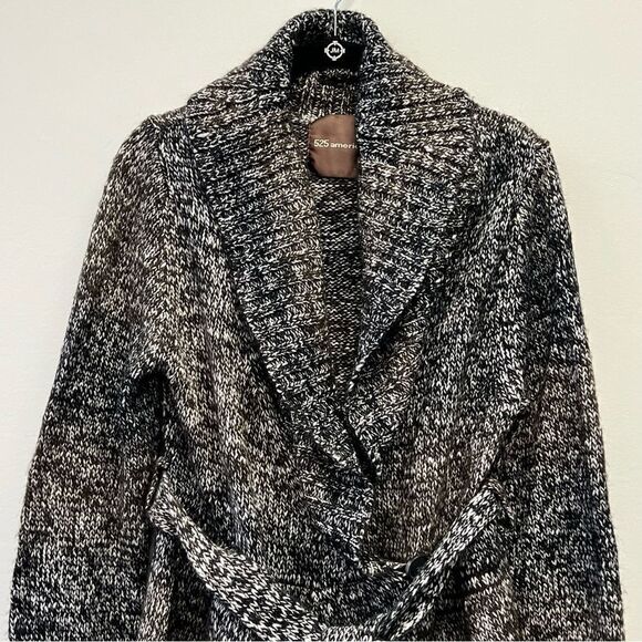525 America Wool Blend Marled Knit Ombré Fit & Flare Peplum Wrap Cardigan, Med - Picture 2 of 15
